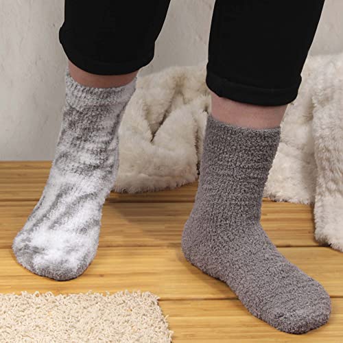 Image of BambooMN Women's Girl Fuzzy Warm Fluffy Tie-Dye Colorful Fun Crew Socks - 4 Pairs