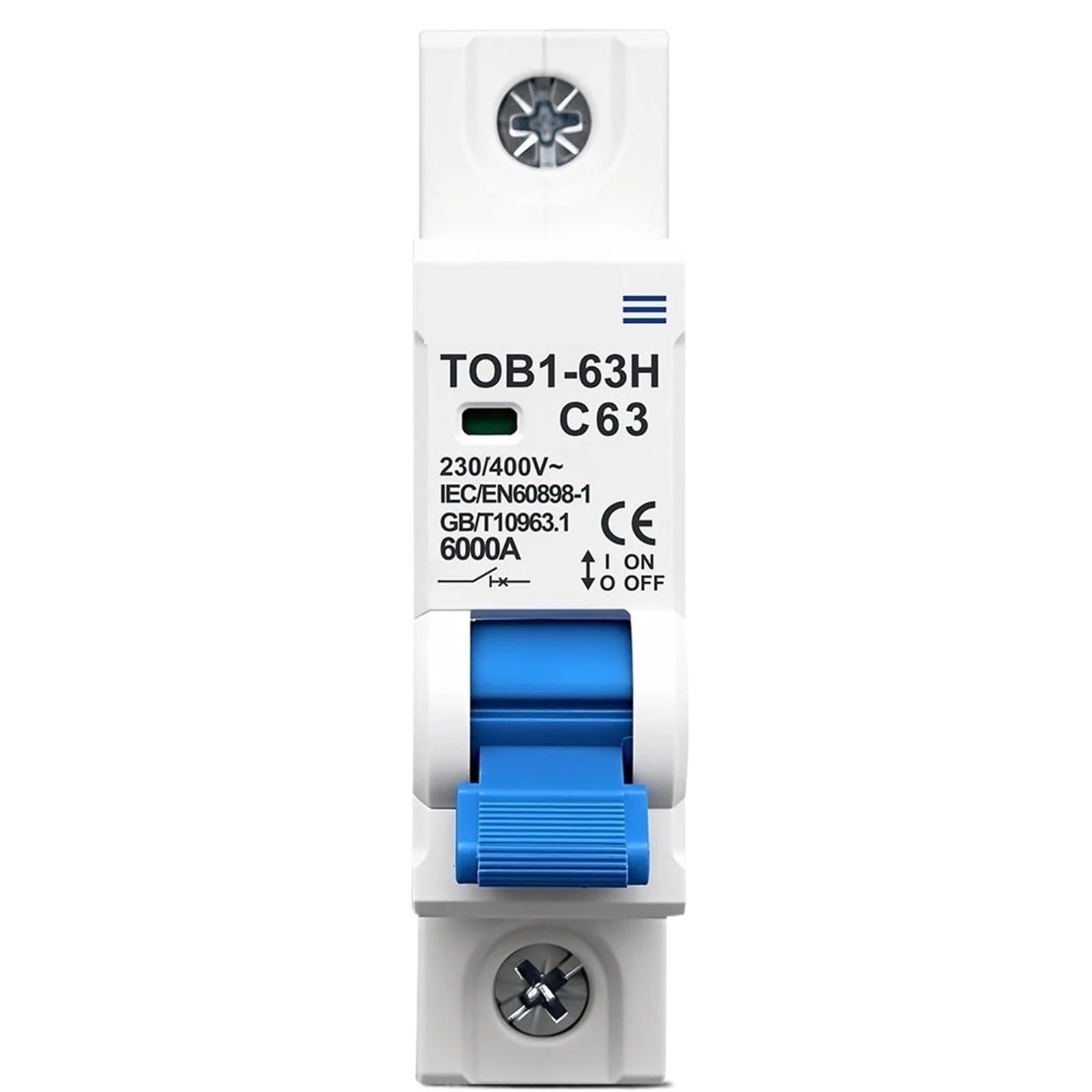 Disyuntor 1P AC MCB TOB1-63H C tipo 230/400V~ 50Hz/60Hz 3A 6A 10A 16A 20A 25A 32A 40A 50A 63A(1P 10A)