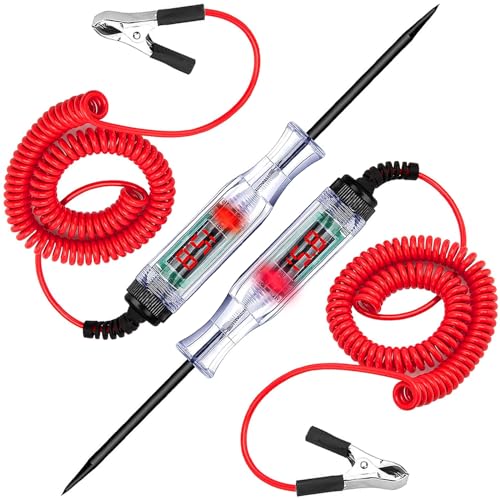 2-Pack Automotive Test Light, LED Digital Circuit Tester, DC 3V-48V Auto Electric Tester Pen Tool with Extended Spring Wire for Checking Vehicle Car Truck Motorcycle Boat Fuses and Battery Voltage