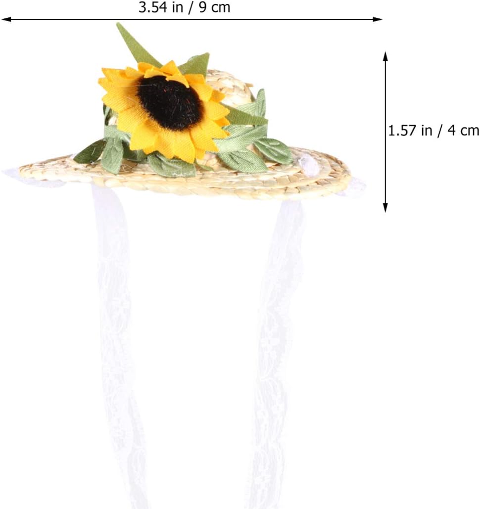 POPETPOP Dog Straw Hat Spring Summer Sunhat with Sunflower Dog Cap with Adjustable String for Pet Puppy Cat Party Daliy Decoration : Pet Supplies