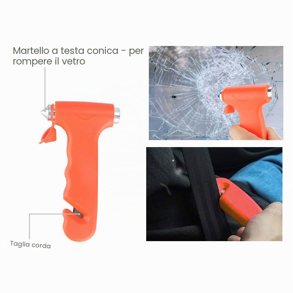 Set di attrezzi di emergenza per auto, 13 in 1, set di attrezzi di sicurezza per i viaggi, con cavi di collegamento, triangolo, giubbotto di avvertimento, corda da traino, martello di sicurezza auto