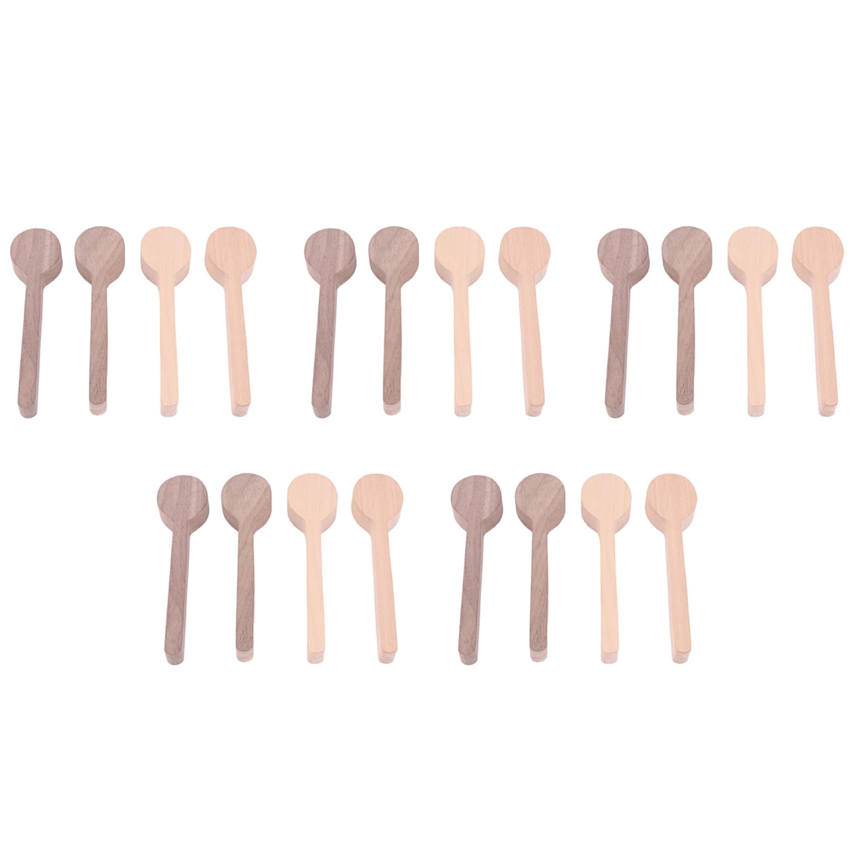 Hndhbfgrt Wood Carving Spoon Blank Beech and Walnut Wood Unfinished Wooden Craft Whittling Kit for Whittler (20Pcs)