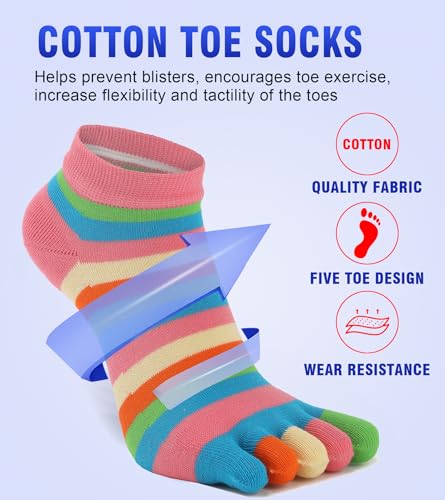 Image of Women Toe Socks 5 Finger Cotton Wicking Athletic 6 Pack 3 Pack