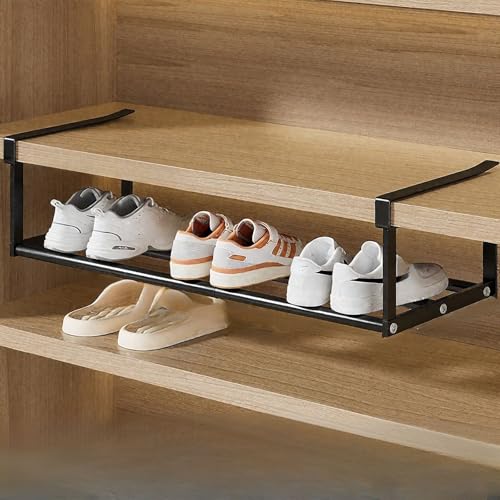Range-chaussures noir extensible de 30 à 90 cm design robuste lot de 2