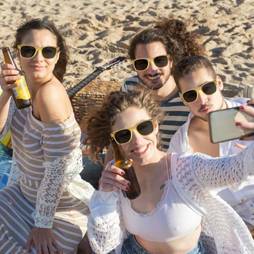 3/6/12/20 Pack Metallic Gold Sunglasses Bulk for Women Men Retro 90s Cheap Glasses for Party Supplies2