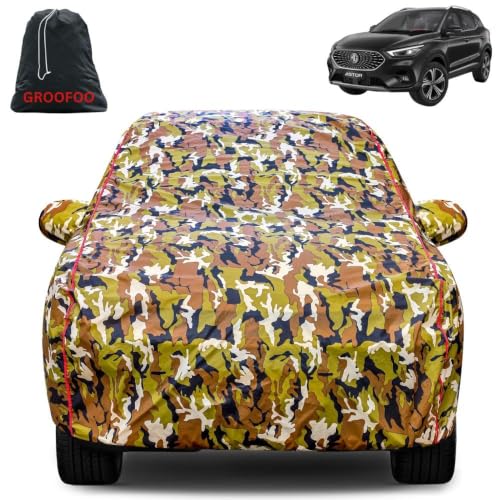 Image of Waterproof Car Body Cover with Mirror Pockets Compatible with MG Astor Car Cover | Triple Stitch and UV & Dust Proof All-Weather Protection, (Army Red)