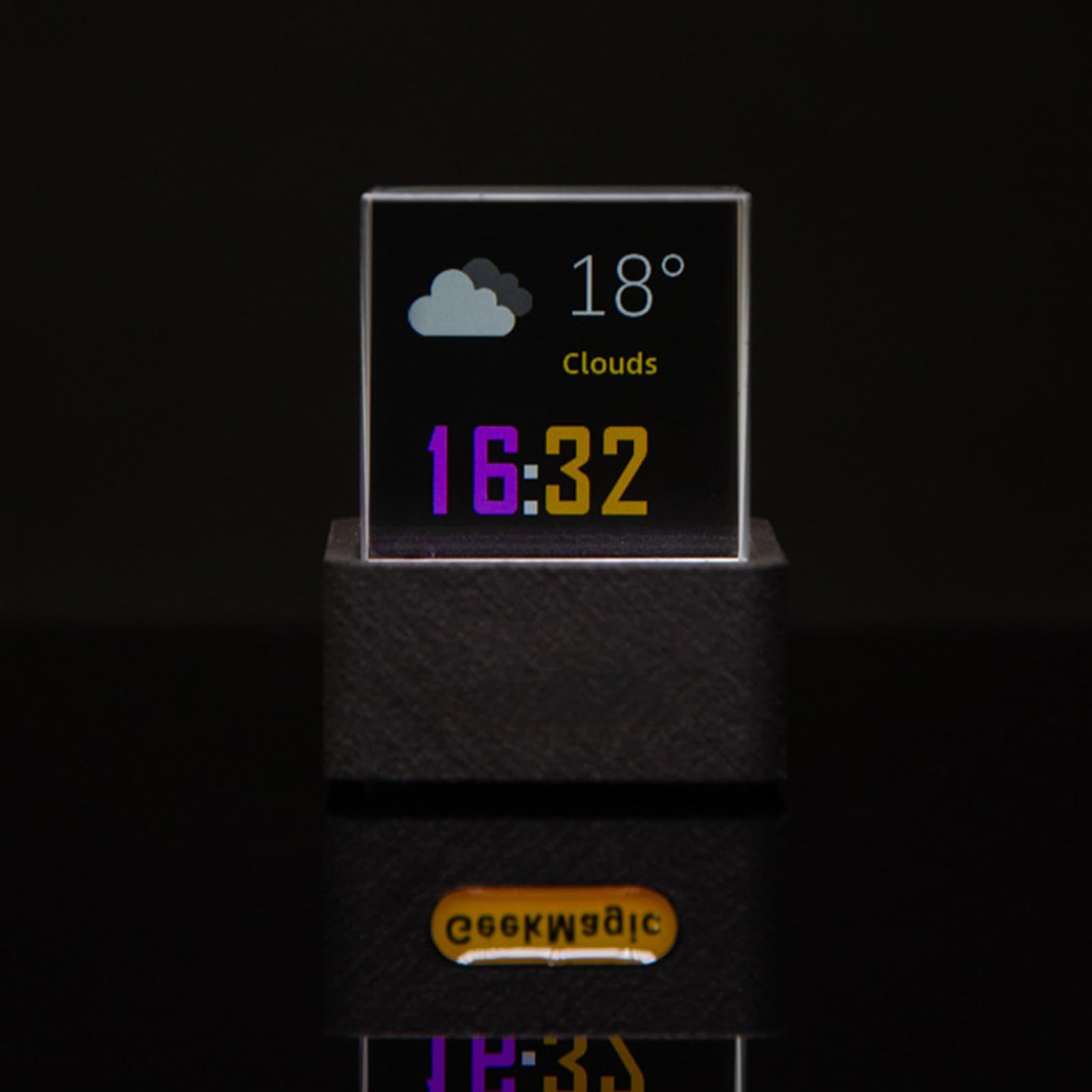 WiFi Holografischer Würfel Kleine Wetterstation mit Digitaluhr | Schreibtischuhr GIF-Animation und Fotoalbum für die Schreibtisch-Deko und Wohnraumdekoration, 3D Holografischer