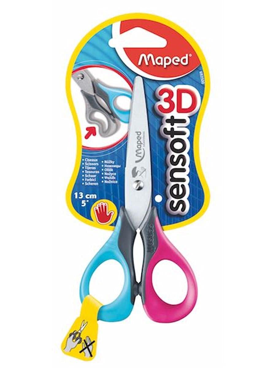 MAPED Zestaw 6 nożyczek szkolnych Sensoft 3D LEWER 130 mm, kolor losowy