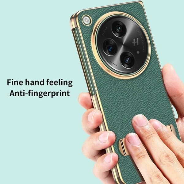 Image of MILLION CASES Back Cover Case for OnePlus Open Shockproof Protective Business Elite Plating Leather Kickstand Case for Men & Boys(Black)