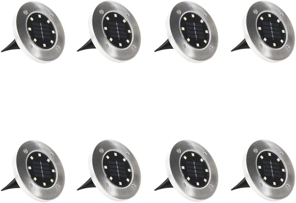 vidaXL Solar Ground Lights - Set of 8 LED Lights in RGB - Waterproof Exterior Lights for Gardens, Patios, Paths, and Balconies -Energy Efficient Solar Powered Outdoor Floor Lamps
