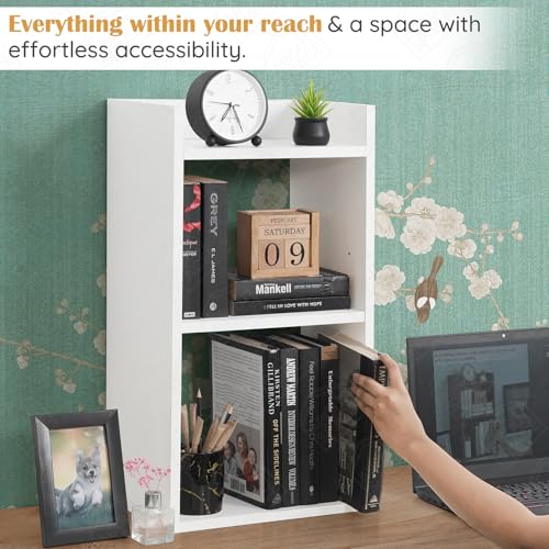 Image of ABOUT SPACE Side Table - Bed Side Tables for Bed Room with 2 Adjustable Shelves | DIY Engineered Wood Night Stand with Storage, Open Display End Table for Home Office(L 33 x B 24 x H 61.5 cm - White)
