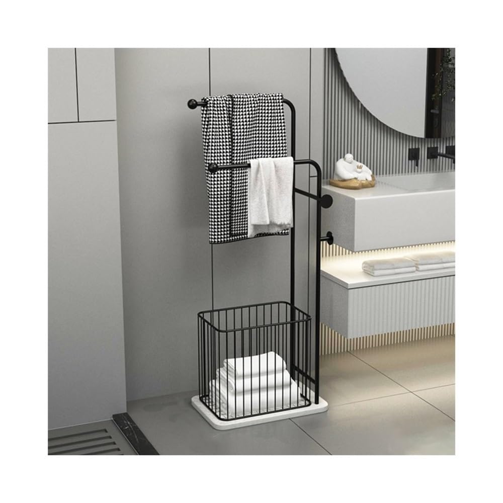 towel rail Bathroom Towel Rack Floor-standing Nordic Iron Toilet Clothes Storage(Black)
