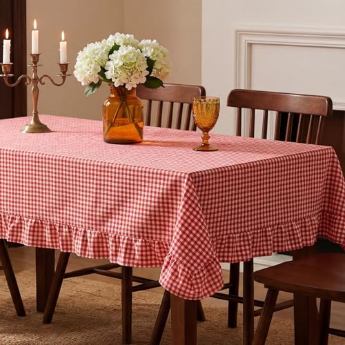 Mindsoft Red Gingham Ruffled Tablecloth 120 x...