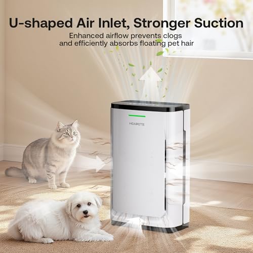 Image of Pet Air Purifier Large Home 4200 sq ft, Suck up Floating Cat Dog Hair Dander, 7-Stage H13 HEPA Anion Activated Carbon Filter, Air Purifiers with APP for Odor Allergies Smoke Dust, Zero Ozone, P339