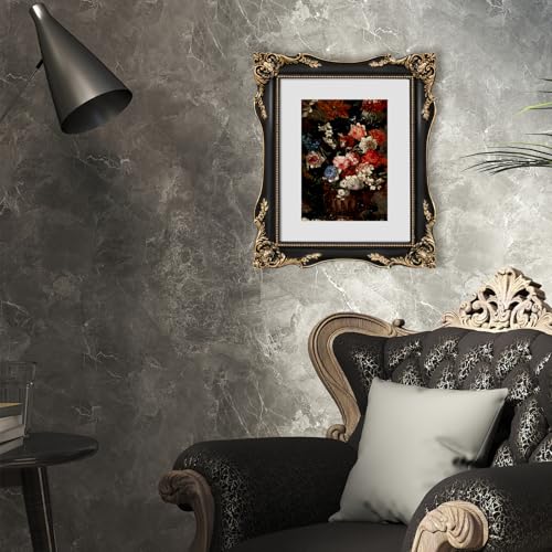 Image of 8x10 Gothic Picture Frame Vintage Black Frames Victorian | Matted to 5x7 or 8x10 Photos, Real Glass, Tabletop or Wall Display