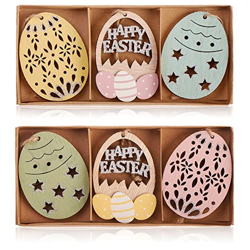 com-four® 6X Perchas Decorativas Pascua - Decoraciones de Pascua de Madera para Colgar - Percha de...