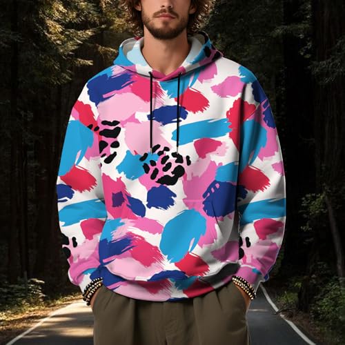 Men's Camo Print Hoodies Casual Fashion Fall Camouflage Sweatshirts Long Sleeve Outdoor Pullover Hoodie with Pocket4