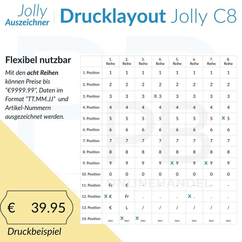 Preisauszeichner Jolly C8 8-stellig, 12000 Etiketten weiß ablösbar