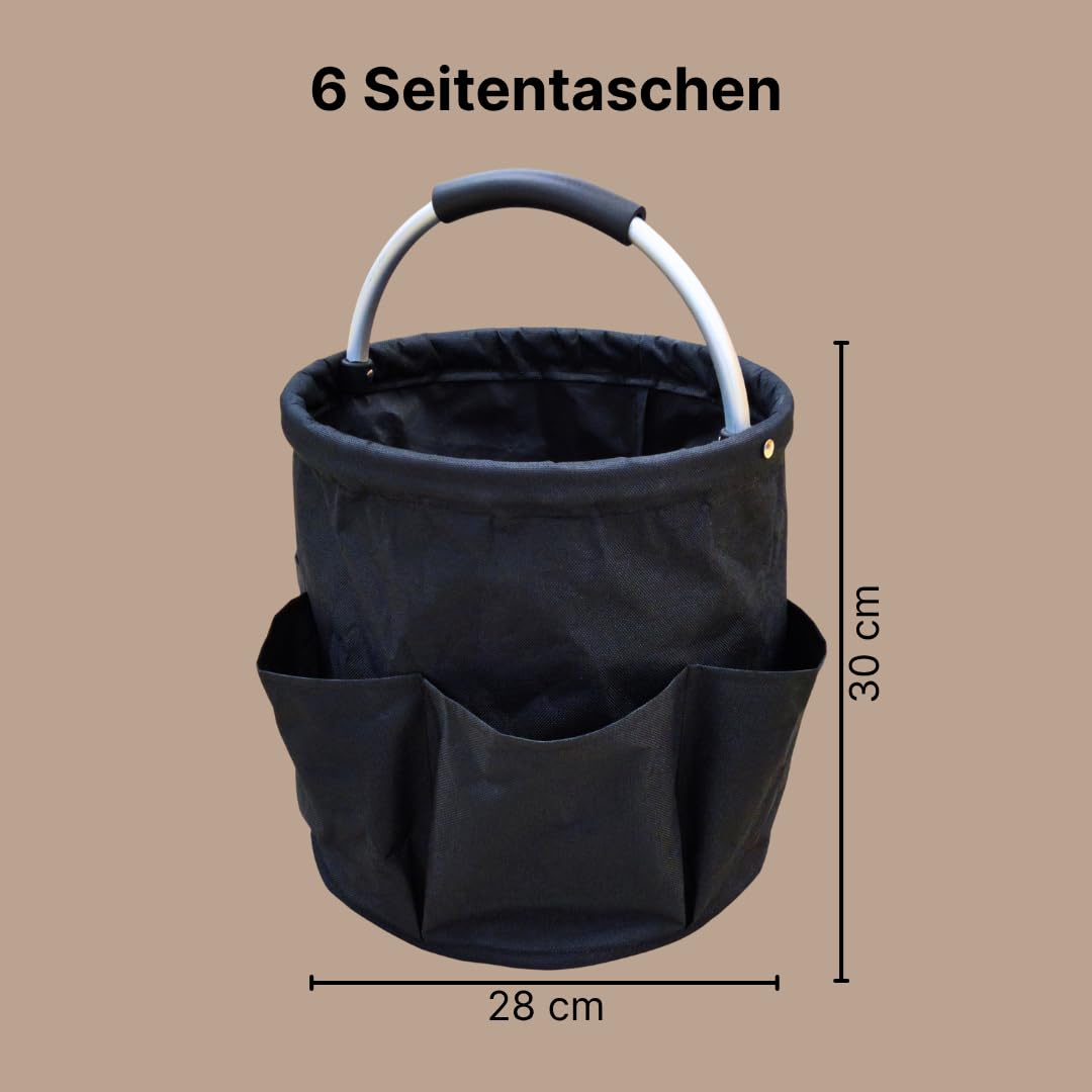 2 in 1 Kniebank für Gartenarbeit mit Eva-Schaumpolster, klappbar, inkl. 2 Werkzeugtaschen, 6-teiligem Werkzeugset und faltbarem Garteneimer, belastbar bis 150 kg