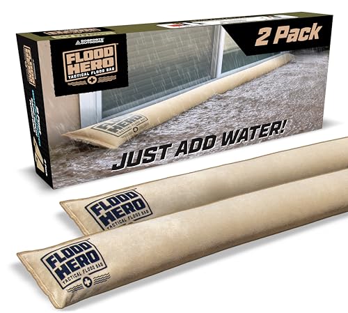Flood Hero 6 ft Water Activated Sandbags - 2 Pack Flood Bag Barriers for Home