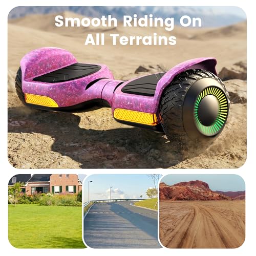 Image of Gyroor Self Balancing Scooter New G13 All Terrain Balancing Scooter with LED Lights, Self Balancing Off Road with Bluetooth for Kids ages 6-12 and Adults-Galaxy Purple
