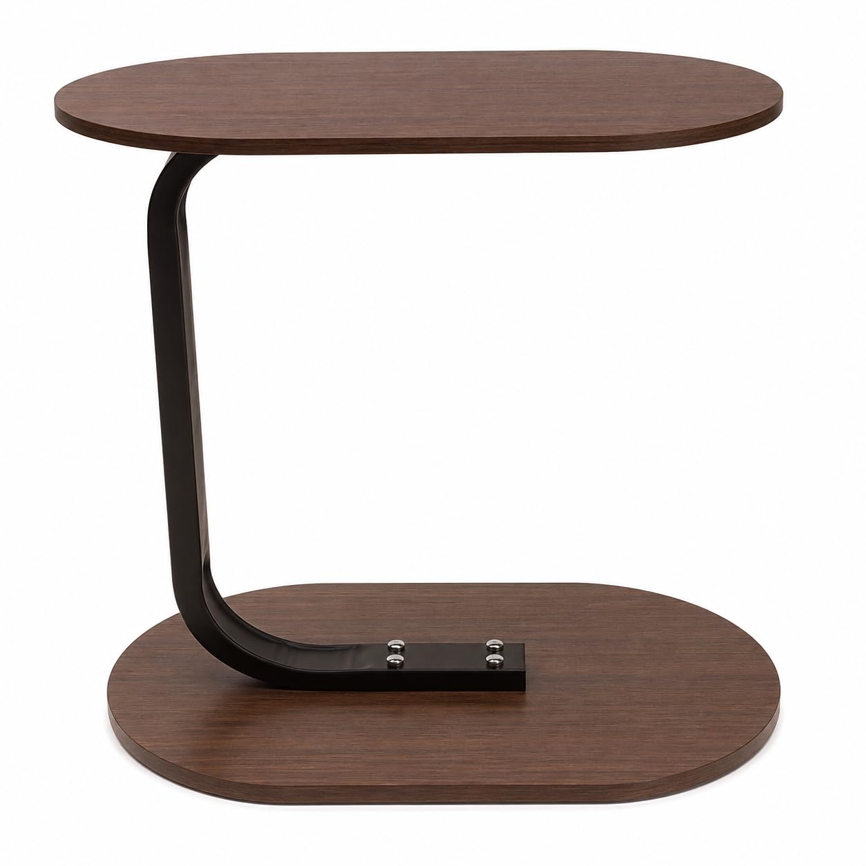 BURAKH C Shaped Bedside Table Compact Sofa Side Table for Bed Laptop Snack Tray Overbed Table for Elderly Patients Small Space Living (Brown, 45x28x60 cm)