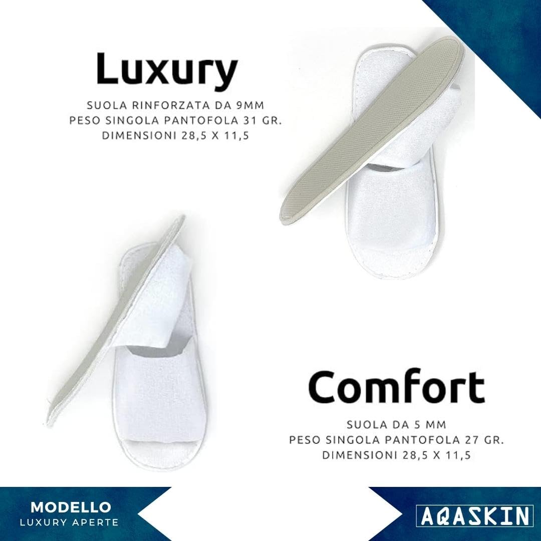 Ciabatte Monouso Antiscivolo in Spugna di Alta qualità – SCONTI QUANTITÁ - Fondo Rialzato Comodo e Morbido– Ideali per Hotel, Spa e Centri Benessere (Mod. LUXURY Aperte | 100 Paia)