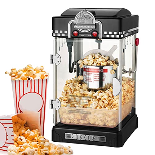 Máquina de Palomitas, Palomitero, 300W, Palomitero para el Hogar, con Revestimiento Antiadherente y Superficie de Calentamiento Extraíble, para Películas Caseras y Fiestas de Navidad, Popcorn,Negro