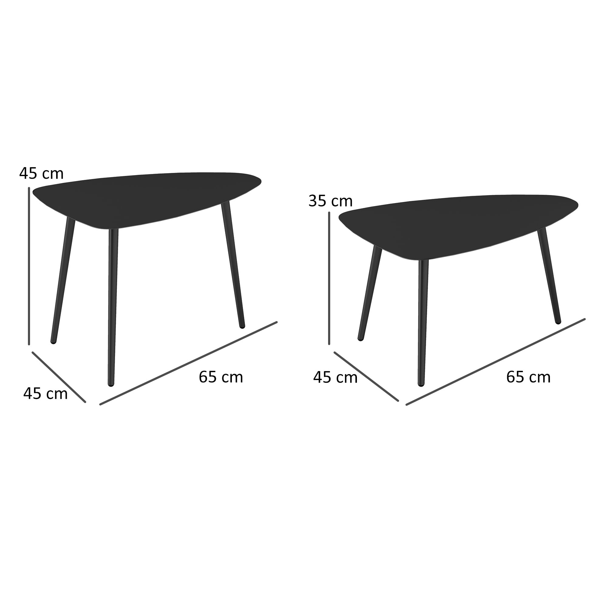 Outsunny Stolik kawowy, zestaw 2 sztuk, odporny na warunki atmosferyczne, stół balkonowy ze stali, stolik pomocniczy o geometrycznym wzornictwie, stolik kawowy, stół ogrodowy, stół tarasowy, stół do