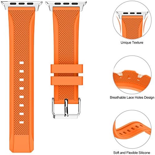 TOPsic iWatch Strap 38mm/40mm/41mm/42mm/44mm/45mm, Silicone Band for iWatch Series 7/6/5/4/3/2/1/SE