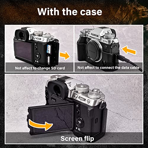 MUZIRI KINOKOO Fuji XT5 Case, Protective Case Compatible for Fuji XT5/X-T5 Camera - Genuine Leather Half- Body Bottom Case - Black - Image 4
