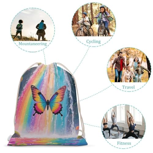 Rainbow - Winged Butterfly by Falls Drawstring Backpack Gym Bag Lightweight Sackpack Gift for Hiking Travel Beach Shopping3