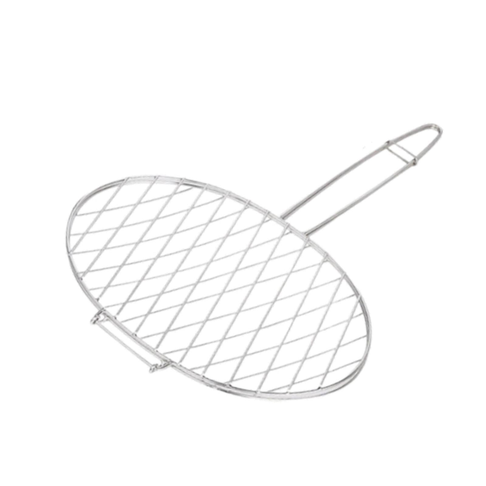 Soporte Grande Multiusos para Red de Pesca para Barbacoa, Herramienta para Asar Pescado al Aire Libre, Abrazadera para Parrilla, Cesta útil para Todo Tipo de barbacoas, Cesta con Pinza Acero