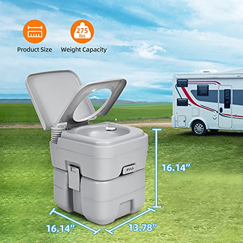 Image of YITAHOME Portable Toilet, Camping Toilet, Travel RV Toilet, 5.3 Gallon Detachable Waste Tank Portable Toilet for Camping, Hiking, Hunting, Boating, Gray