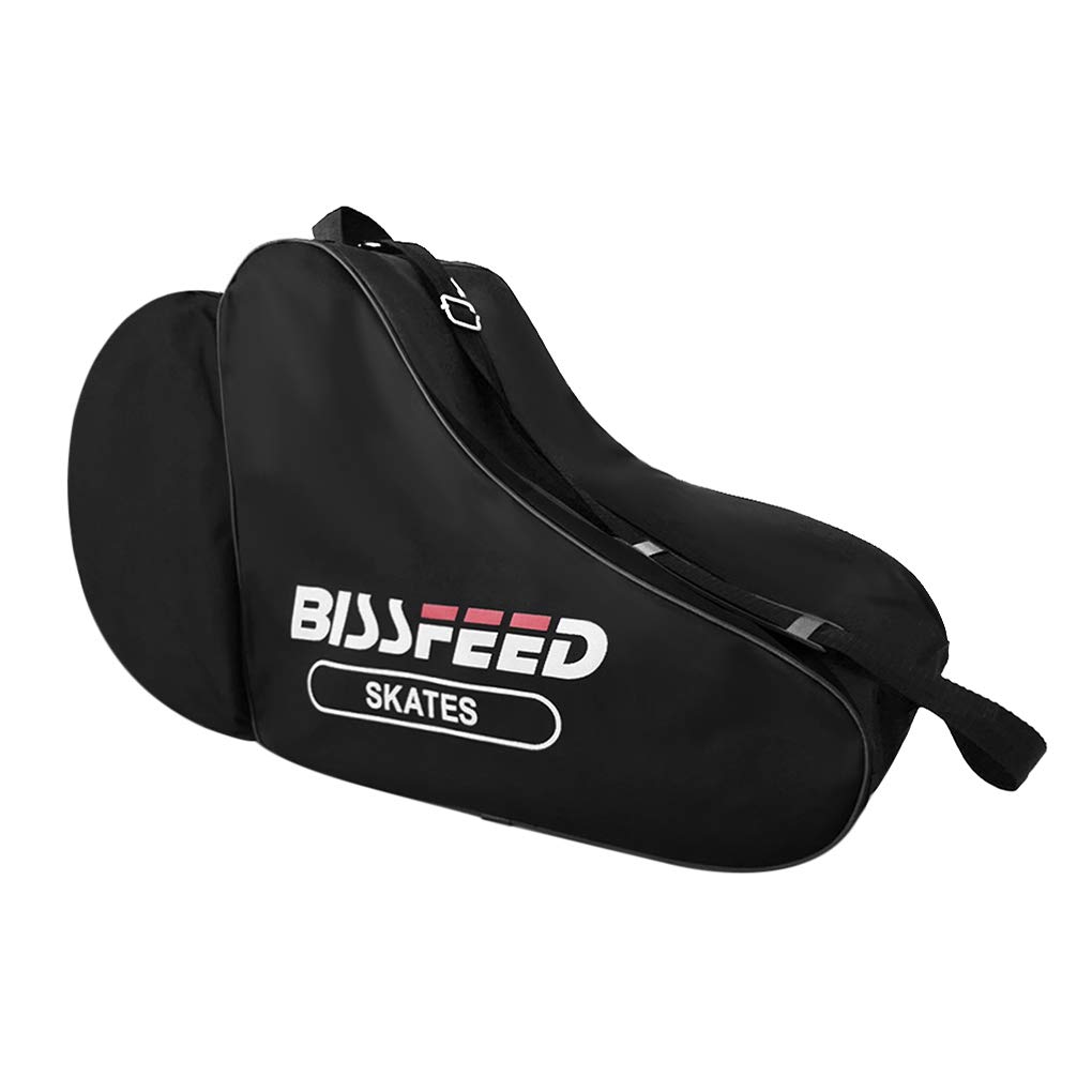 Sac Pour Patins à Roulettes GRKB - Taille 39x20x38cm | Poches Latérales Aérées | Bandoulière Réglable | Pour Rollers, Glace, Skate | Noir
