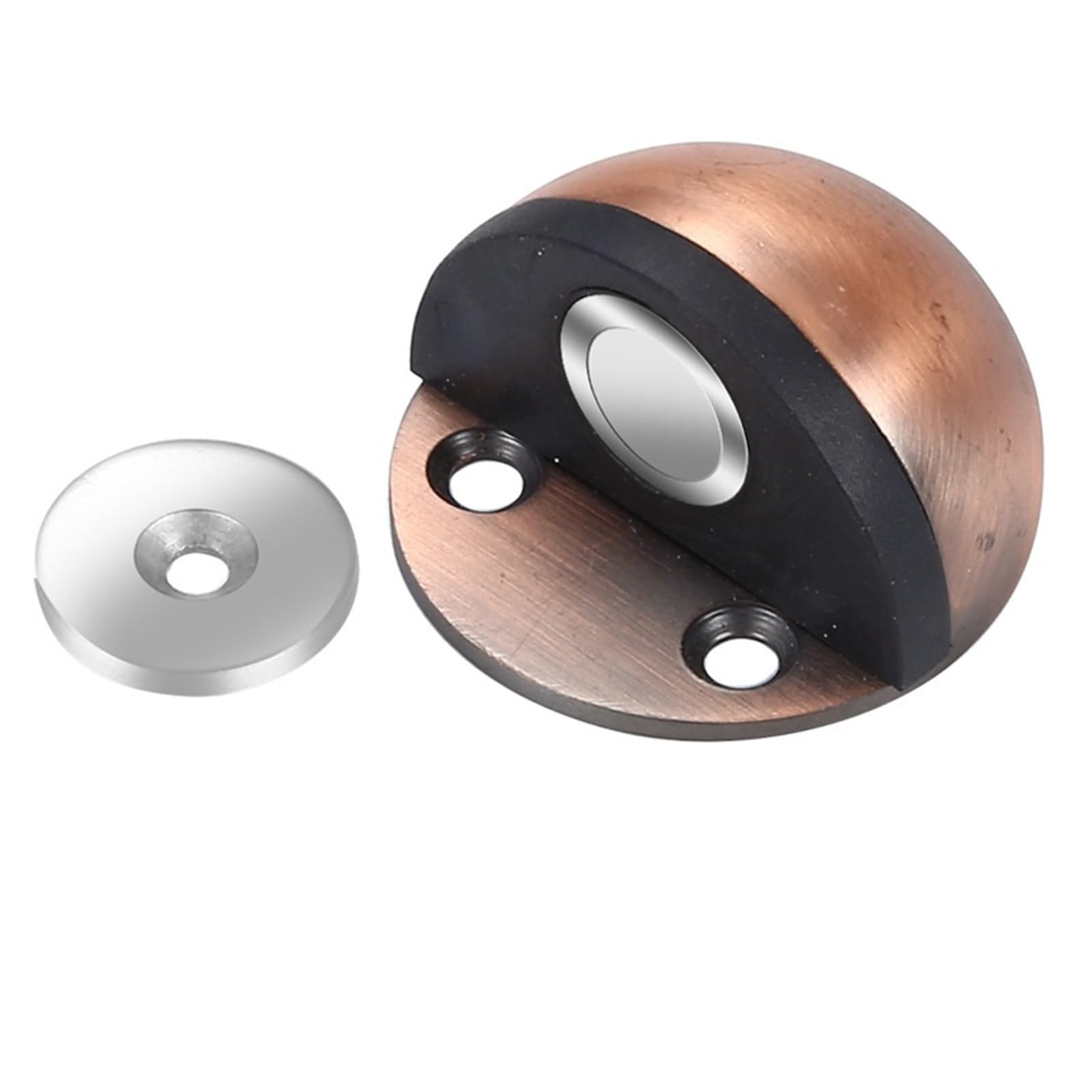 Luercher Red Bronze Door Stop Floor Mounted Door Stops Stainless Steel Door Stoppers For Floor Mounted Half Moon With Screws 2 Pack(Red Bronze)
