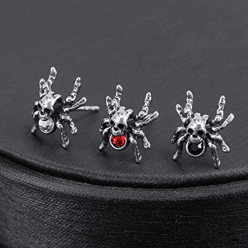 18G Punk Tiny Spider Cz Stud Earrings Ghost Crown Surgical Stainless Steel Earrings For Women Girls #TOP4