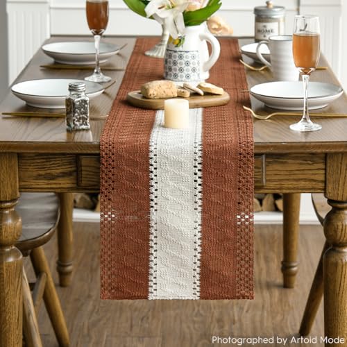 Caramel Farmhouse Woven Table Runner 12x60 Inch - image 2