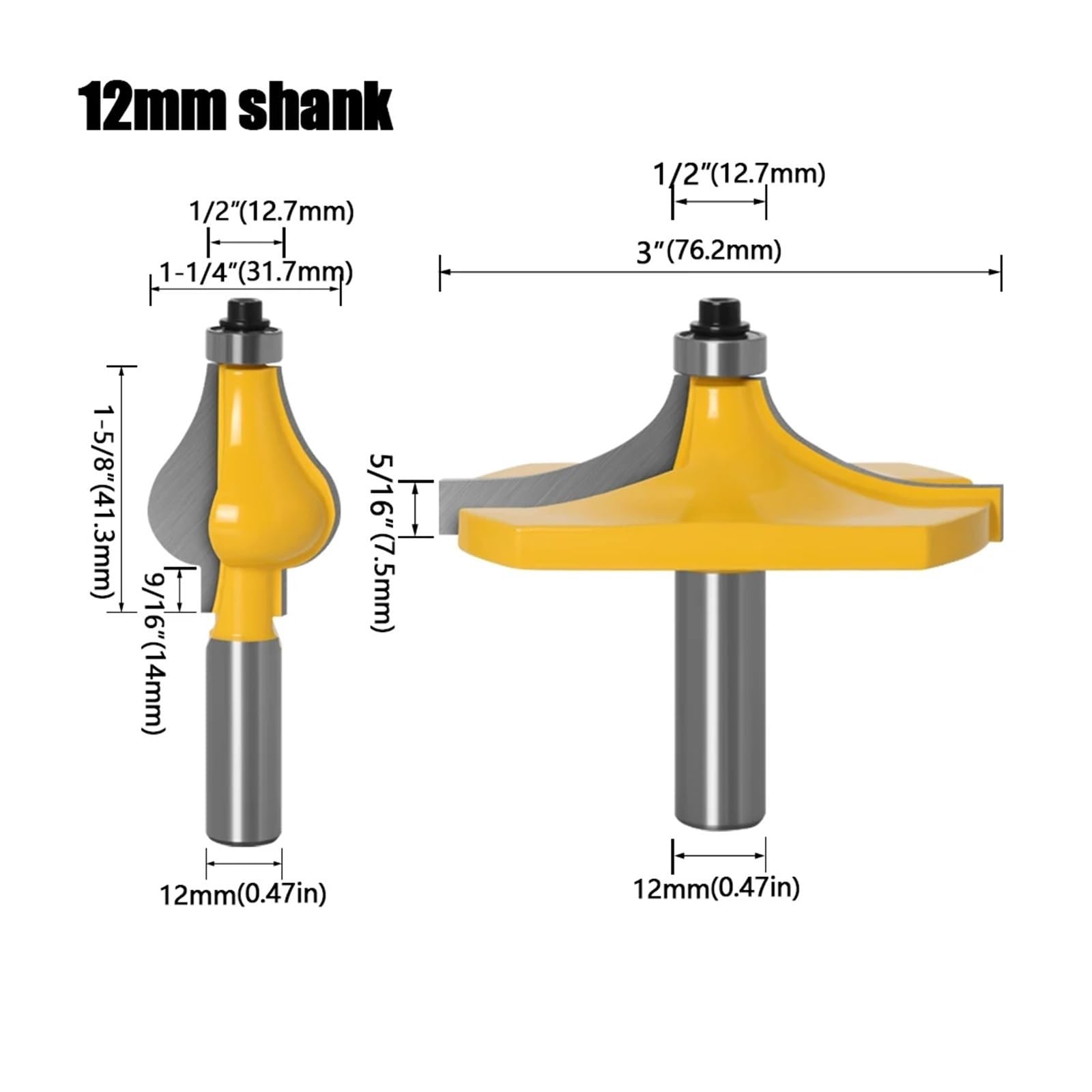 2 szt. 8mm 12mm 1/2in Shank zroszony bitowy zestaw routerów poręczy nóż liniowy frez do obróbki drewna czop narzędzi(12mm shank)