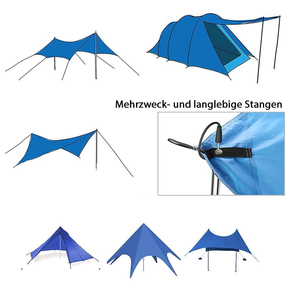SANLIKE Teleskopstange für Zelte Tarp, Zeltstangen Tarpstangen für Planen Sonnensegel Campingplanen, Ersatz Stützstangen Vorzelt Teleskopierbar, Tarpstange Camping 200 cm