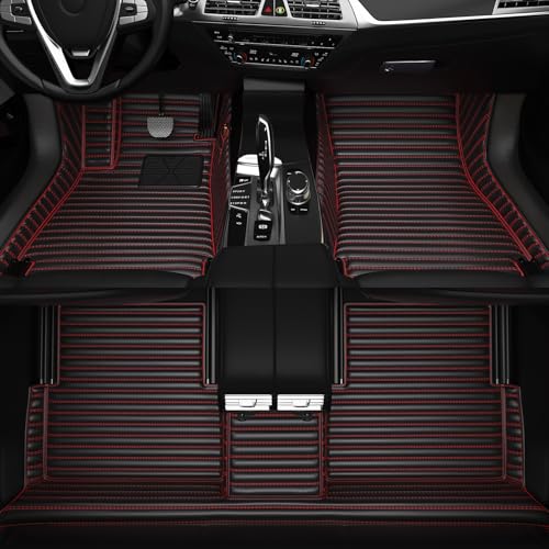 Car Floor MATS are Suitable for Genesis G70/G80/G90. Customized Personalized All-Weather car Floor MATS are Perfectly Compatible and Easy to Clean (5 Seats). (Black=red,(2015-2026) G80)