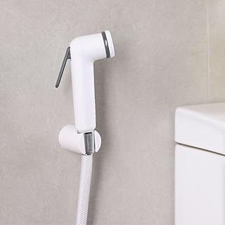 Milano Deluxe Plus Shattaf Set - White Finish| Acrylic Jet Spray For Toilet | Handheld Bidet Sprayer Kit-Sprayer, Sprayer Holder, Hose, Screws | Fits All Standard Shower Hoses | Bathroom Fixtures