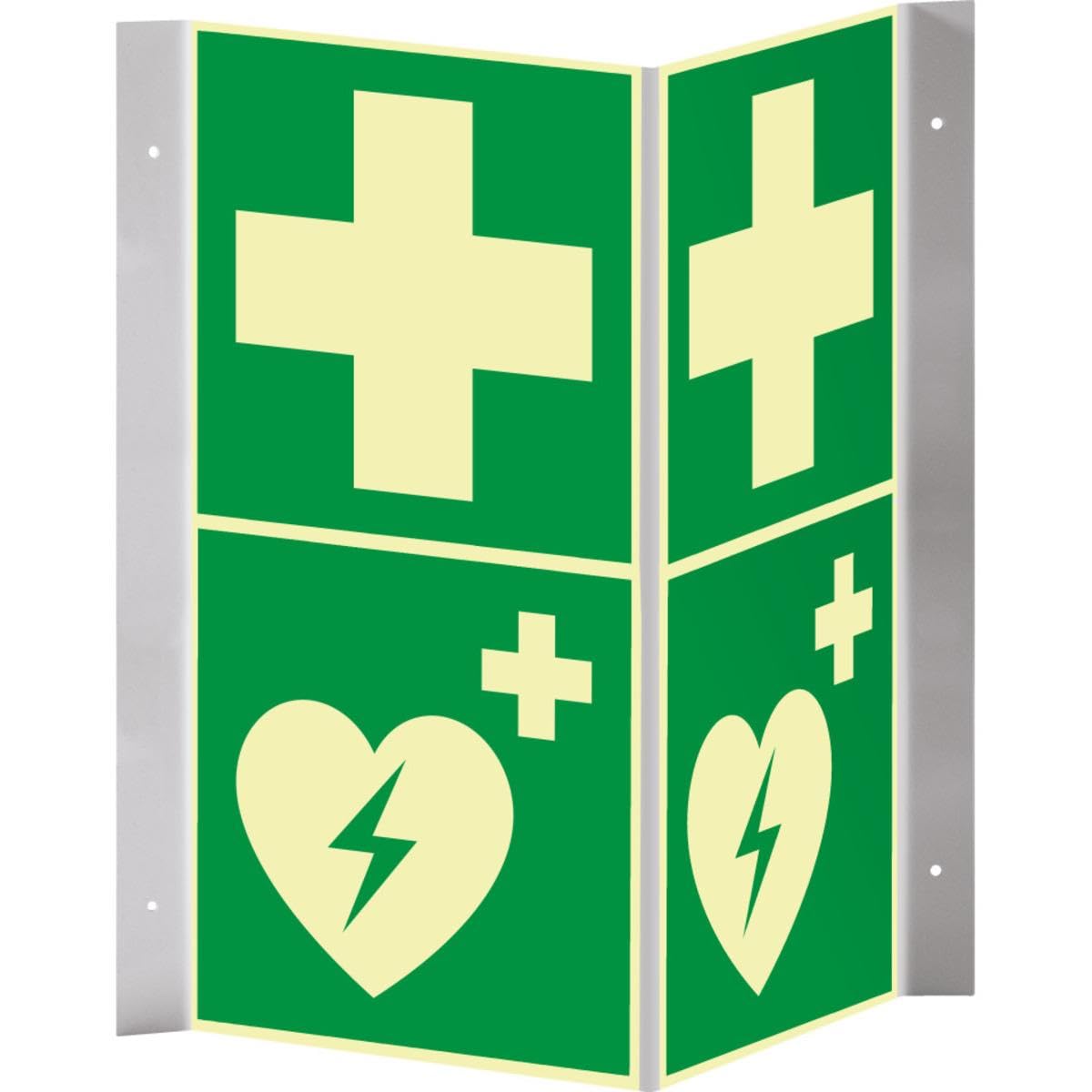 power langnachleuchtend Rettungs-Nasenschild Erste Hilfe, Defibrillator, 200x400mm