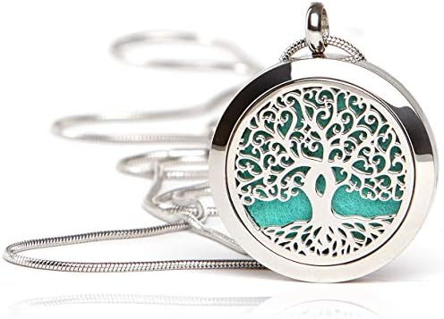 Essential Oil Diffuser Necklace - Magnetic Locket - Best for Aromatherapy - Perfume, Fragrance, Scent Diffusers for Women and Girls (1.2 Inch Diameter - 27.5 Inch Chain Length)