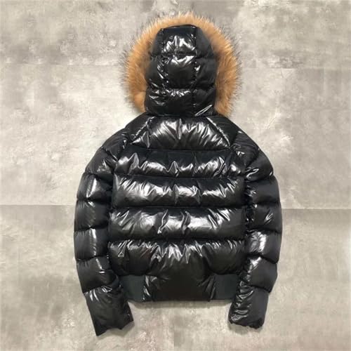 Tdvcpmkk Damen Winter Abnehmbare Daunen Kapuzenparka Warme Kurze Parka, Schwarz , M