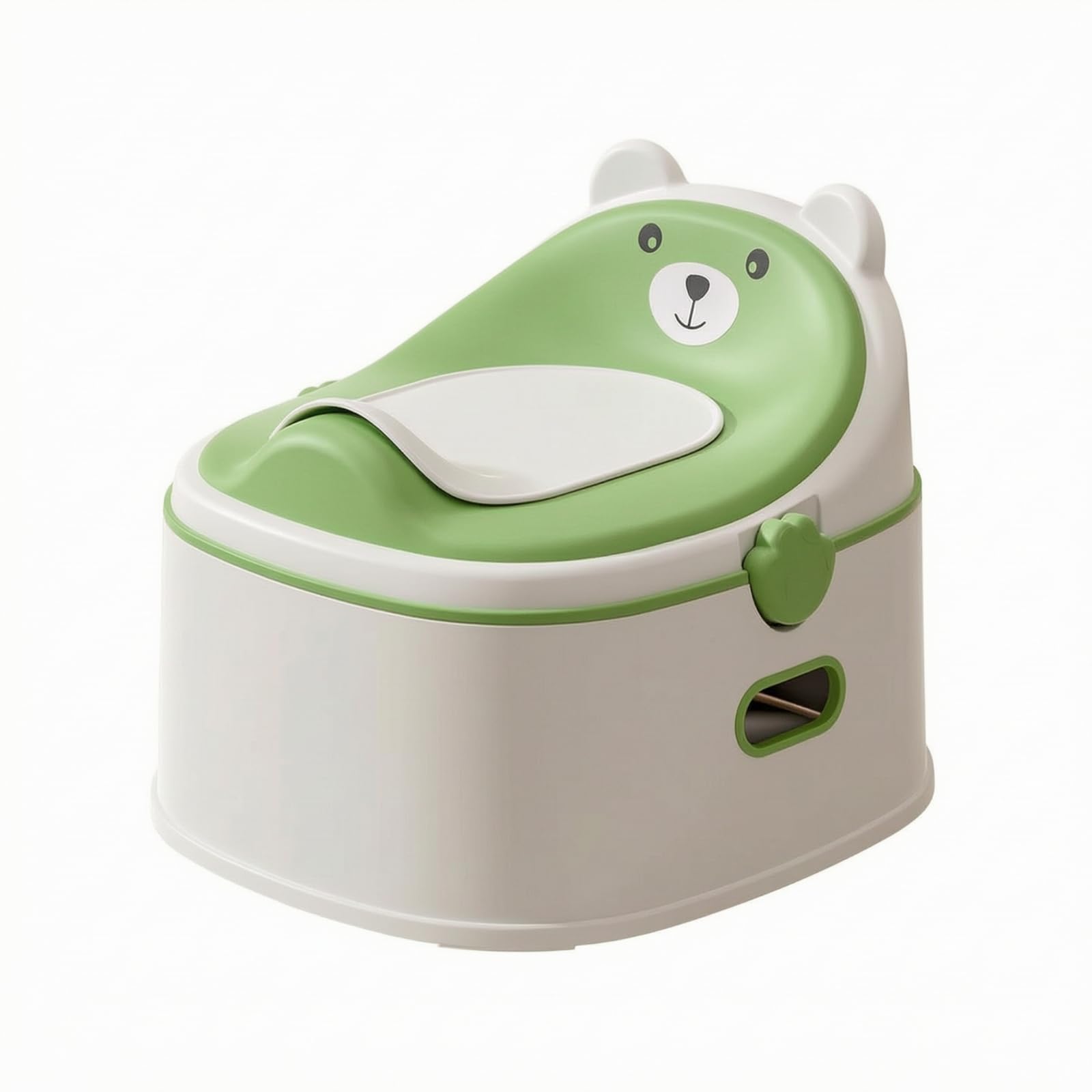 Vasino Funzioni con Schienale a Forma di Orso Ergonomico Vasino con Poggiapiedi a Due Livelli Lavabile per Bagno, Casa Famigliare, Verde