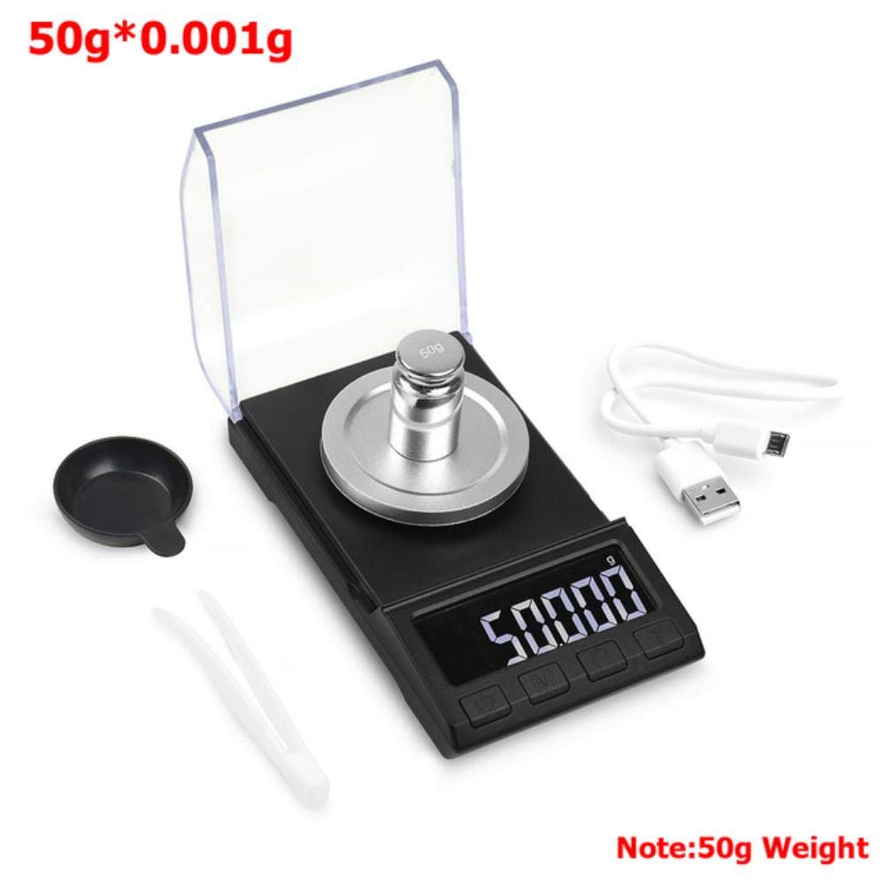 LinZX Digital Milligram Jewelry Scale 0.001g Precision Electronic Scales Portable Multi Lab Reload Powder Scales,Black 50g Scale
