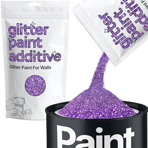 Purple Glitter Paint Additive 100g for Adding Sparkle to Paints & Varnish | Paint Walls Sparkly Add to Emulsion, Acrylic or Lacquer Indoor | Hemway
