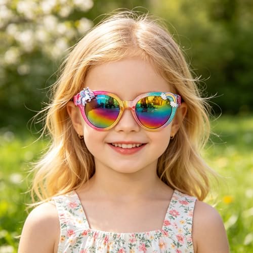 Image of 3 Pairs Kids Sunglasses Girls,UV Protection Sunglasses Toddler Eyewear for Party Favors Beach Glasses Age 3-12
