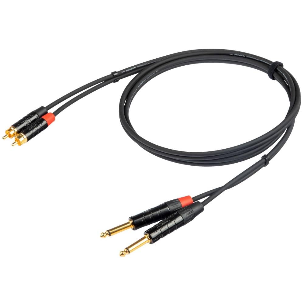 PROEL CHLP310LU15 - Cavo Audio Professionale 2x Jack Mono 6,3mm a 2x spina maschio - 1,5mt, Nero
